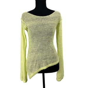 Urban Outfitters Lime Green Asymmetrical Open Knit Sweater S Layering Beach Y2k